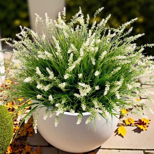 Ammyoo Artificial Faux Plants Flowers for Outdoor Decorations Fake Monkey Grass for Outside Porch Patio No Fade Realistic Greenery Plant UV Resistant Artificial Shrubs for Courtyard Window Garden - Image 1