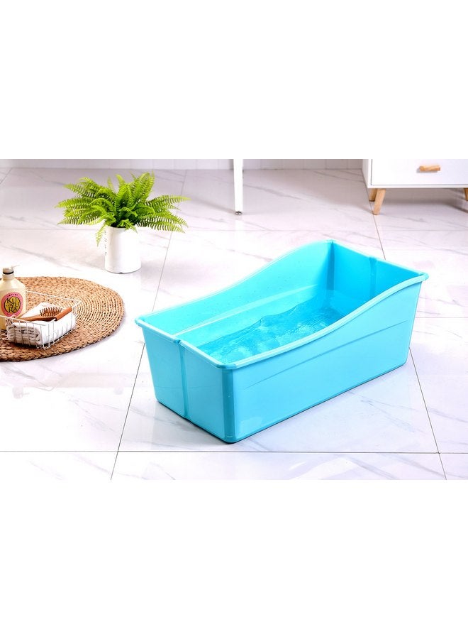 G Ganen Plastic Foldable Bathtub for Shower Portable Ice Bath Tub Blue 30Inch - Image 1