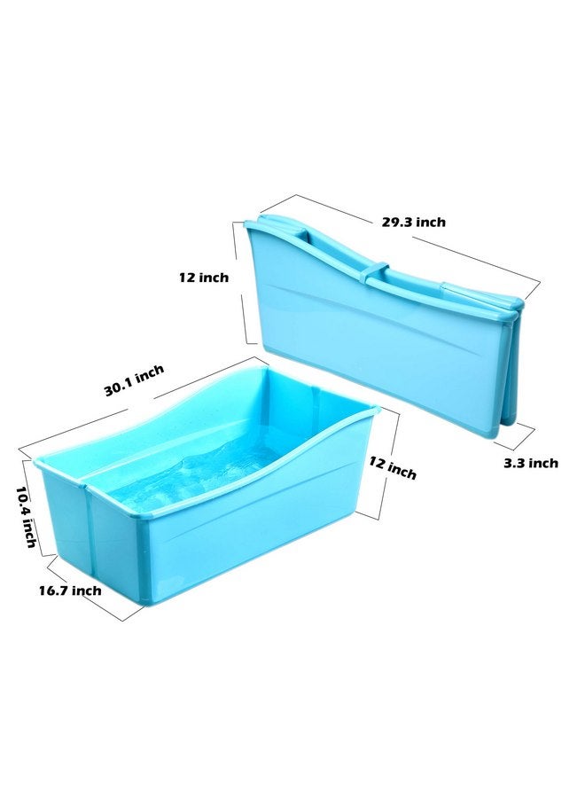 G Ganen Plastic Foldable Bathtub for Shower Portable Ice Bath Tub Blue 30Inch - Image 5