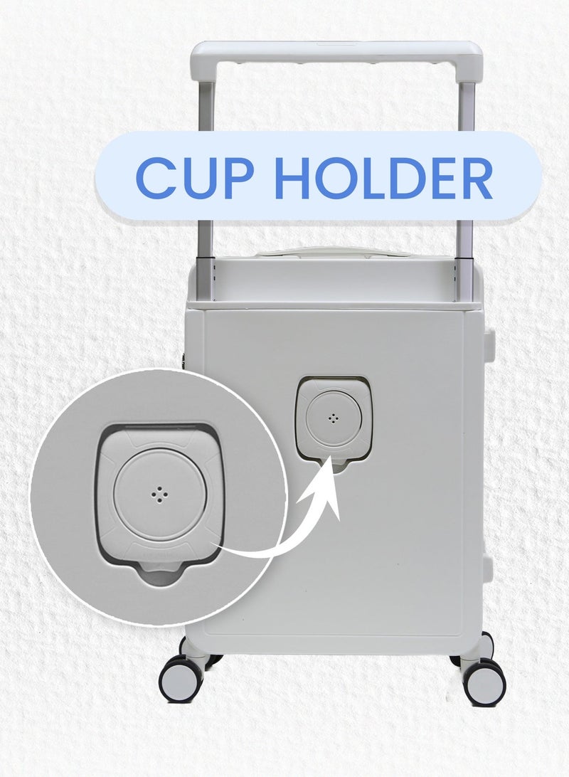 Stargold 20 Inch Smart Carry On Luggage ABS PC Suitcase With TSA Lock Spinner Wheels Telescopic Handle And Cup Holder - Image 2