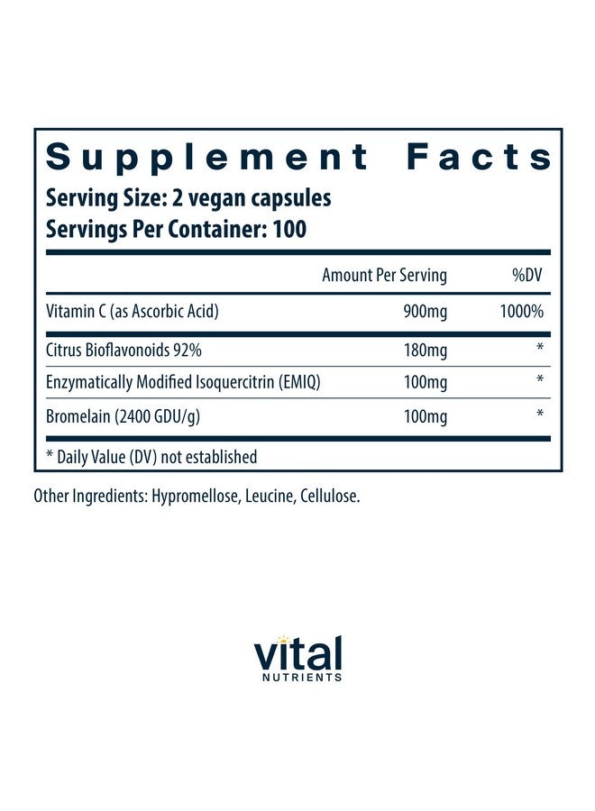 Vital Nutrients Aller-C | Vegan Respiratory and Sinus Function Support*| Isoquercitrin, Bromelain, Bioflavonoids, & Vitamin C | Gluten, Dairy, Soy Free Supplement | 200 Capsules - Image 2
