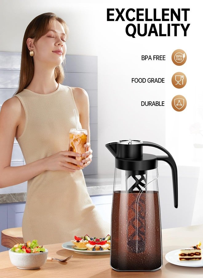 YURICK Cold Brew Coffee Maker, 70 oz (2100 ml) BPA Free Tritan Pitcher, Iced Coffee Maker and Tea Brewer, 100% Leak-Proof, Easy to Clean Reusable Mesh Filter, Black - Image 2