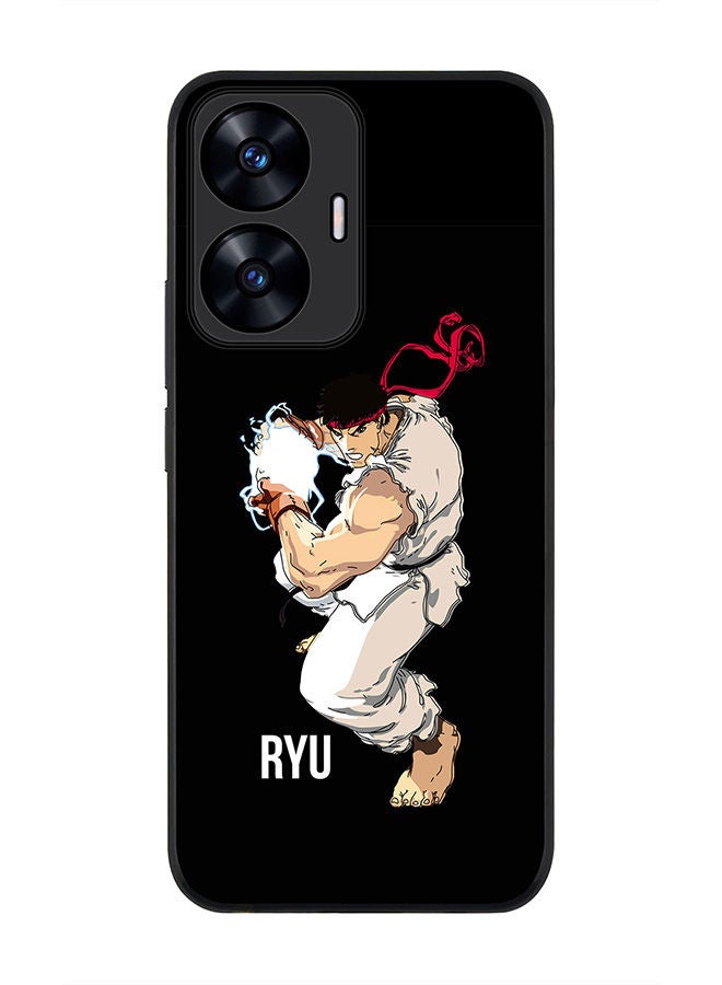 Stylizedd حافظة حواف سوداء متينة لهاتف Realme C55 4G - غلاف مرن من مطاط TPU - مقاتل الشارع - ريو (أسود) - Image 1