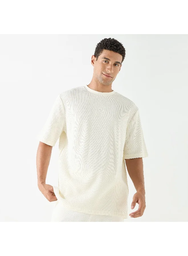 Kappa Kappa Textured Crew Neck T-shirt with Short Sleeves