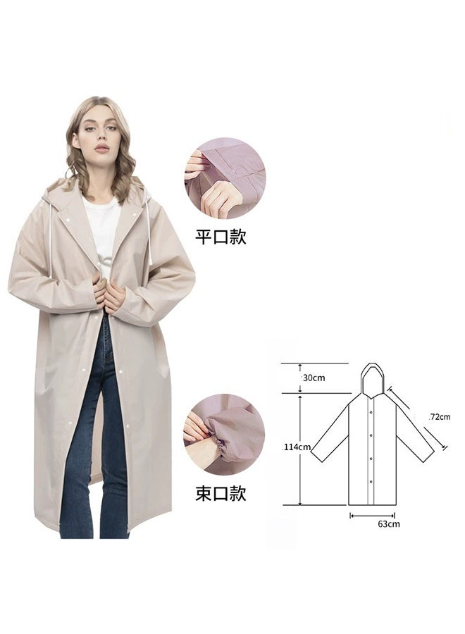 معطف واقٍ من المطر للبالغين قابل لإعادة الاستخدام، قطعة واحدة، معطف مطر سميك وخفيف الوزن مع غطاء للرأس وأكمام بكفة مسطحة، معطف مطر للرجال والنساء لرحلة صيد عائلية (كريمي) - Image 2