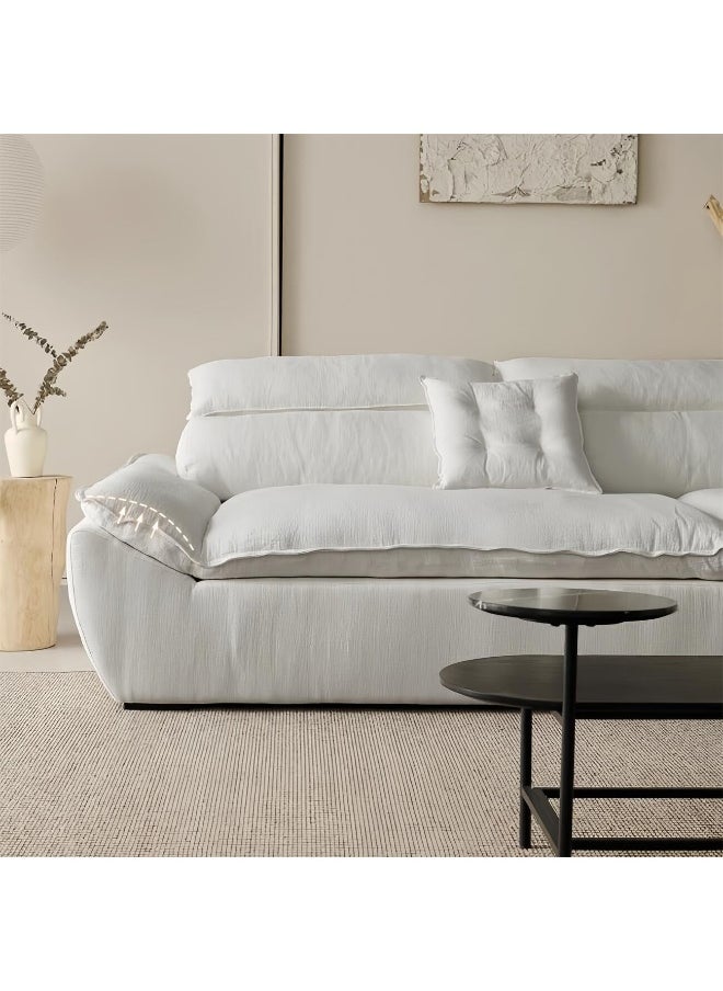 LUXURY LUXE Luxury Luxe CloudScape Sofa | Modern Ergonomic Comfort in Eco-Chic Linen-Cotton Blend | Cream Sofa Set for Stylish & Sustainable Living Rooms (Off White, Single Seater: Width 120 cm)  - Image 4