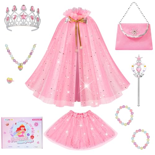 Meland Princess Dress up Clothes for Girl Princess Cape with Kid Crown Toys Birthday Gifts for Toddler Girls 345678 - Image 1