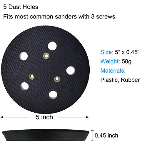 M-jump 5 Inch 5 Hole Replacement Hook and Loop Sanding Pad For Porter Cable 333 and 333VS Random Orbit Sanders Sander Pad- 1 Pack - Image 2