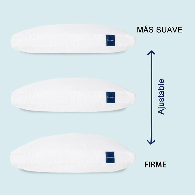 ACCURATEX Pillows 50 x 70 cm Set of 2, Adjustable Shredded Memory Foam, Down Alternative Filling, Removable Cotton Cover – Firm Support for Side and Back Sleeping - Image 3