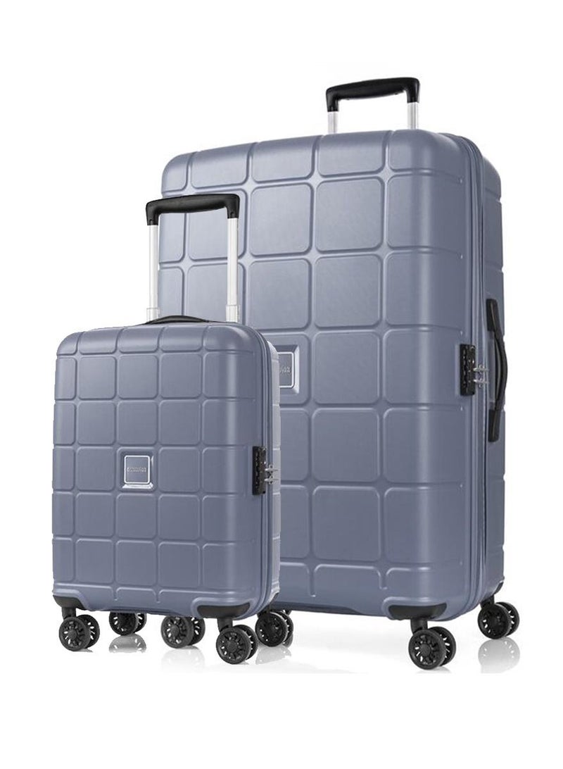 AMERICAN TOURISTER hundo suitcase, 2pc set (55 + 81 cm), 4 spinner wheels, hard top, polypropylene, flinstone|spacious interior|duosaf™ security zipper|tsa combination lock - 3 years international warranty - Image 1