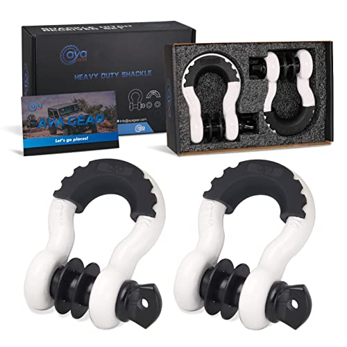 AyA Gear D Ring Shackle (2 Pack) 62,700 Ibs Break Strength with 3/4" Screw Pin and Shackle Isolator & Washers Kit for Tow Strap Winch, Off Road Vehicle Recovery Jeep Truck - Image 1