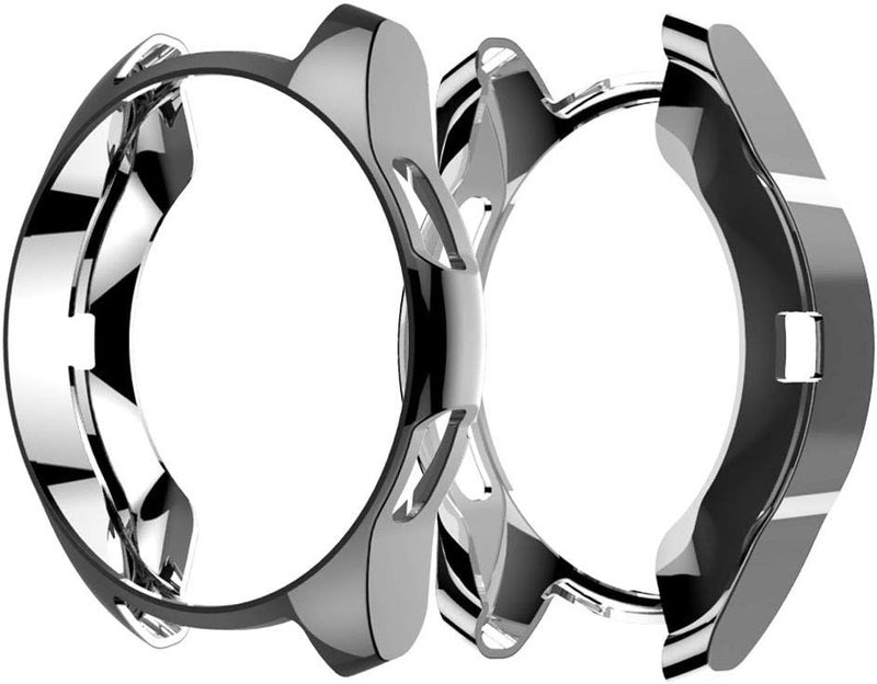 سومان Suoman 3-Pack for Samsung Galaxy Watch 46mm Case, Soft Plated TPU Protective Bumper Cover Case for Galaxy Watch 46mm (2018), (Not Fit for 46mm 2021), Black+Silver+Clear - Image 4