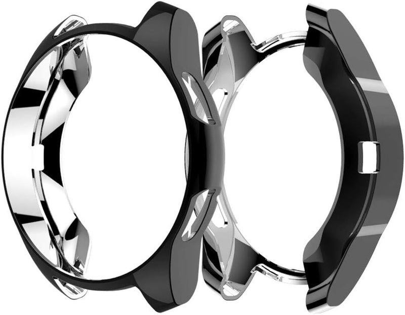 سومان Suoman 3-Pack for Samsung Galaxy Watch 46mm Case, Soft Plated TPU Protective Bumper Cover Case for Galaxy Watch 46mm (2018), (Not Fit for 46mm 2021), Black+Silver+Clear - Image 3