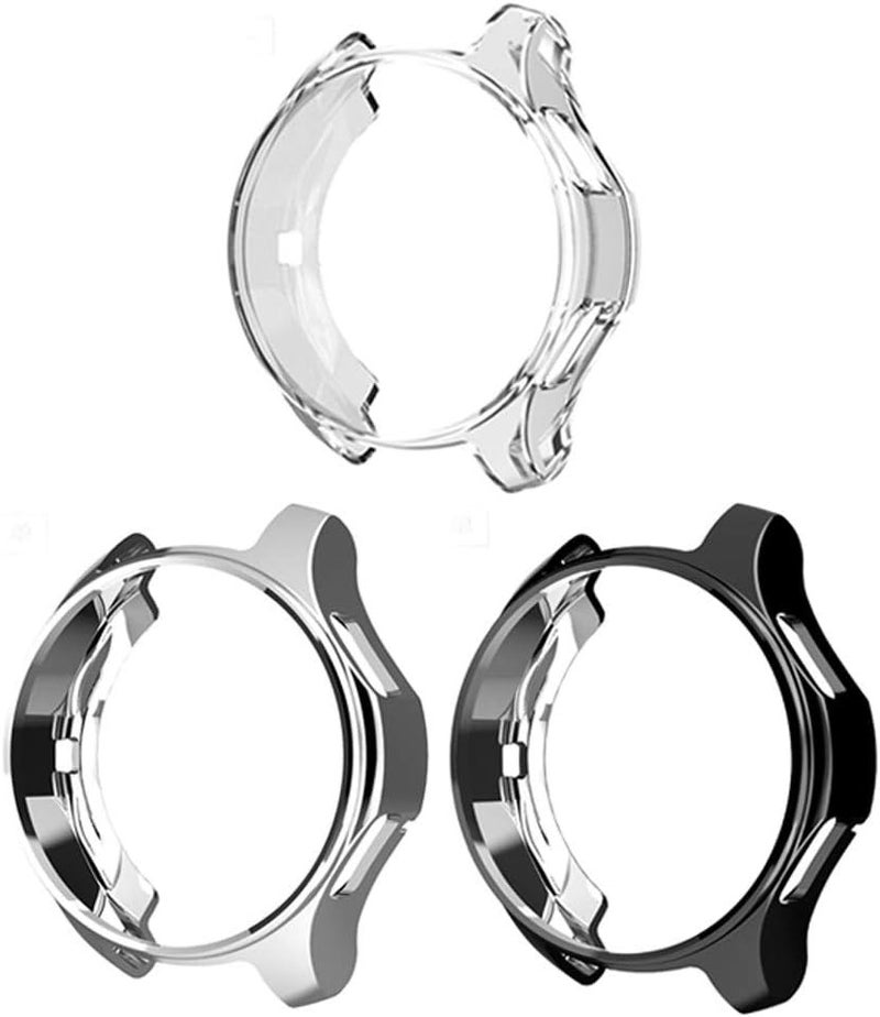 سومان Suoman 3-Pack for Samsung Galaxy Watch 46mm Case, Soft Plated TPU Protective Bumper Cover Case for Galaxy Watch 46mm (2018), (Not Fit for 46mm 2021), Black+Silver+Clear - Image 2