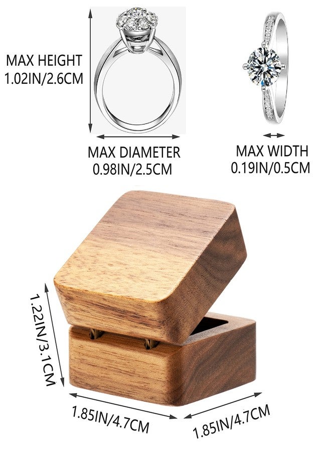 COSISO Walnut Wood Engagement Ring Box Jewelry Storage Box for Proposal Birthday (Beige Inner) - Image 2