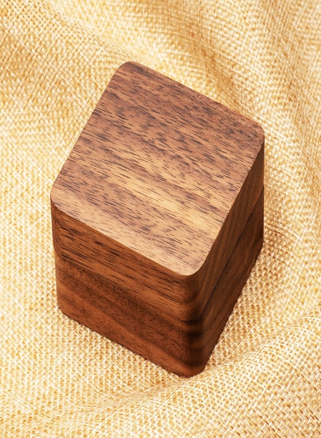 COSISO Walnut Wood Engagement Ring Box Jewelry Storage Box for Proposal Birthday (Beige Inner) - Image 4