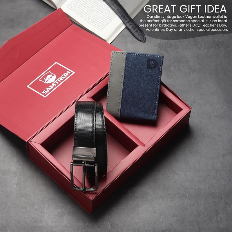 SAMTROH Gift Hamper for Men I Wallet & Belt Combo Gift Set I Gift for Everyone & Every Occasions (Blue) - Image 4