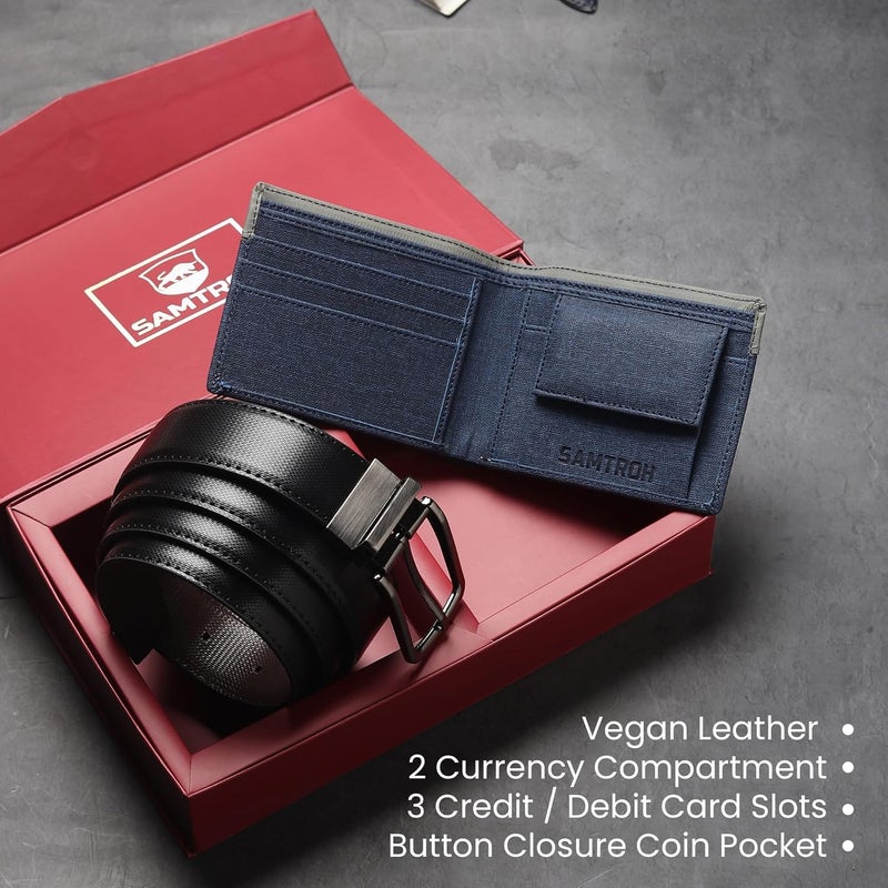 SAMTROH Gift Hamper for Men I Wallet & Belt Combo Gift Set I Gift for Everyone & Every Occasions (Blue) - Image 3