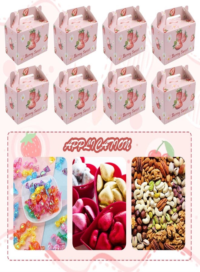 SnowTing 24 Pcs Strawberry Party Favor Box, "Berry Sweet" Cute Summer Strawberry Pattern Folding Paper Treat Box with Handle for Birthday Berry Theme Party Decor Goodie Gifts Bags (5.9 x 3.5 x 5.3 Inch - Image 4