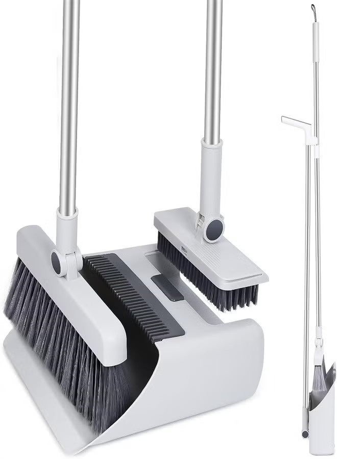 Broom with Dustpan Combo Set,3 in 1 Long Handle Brooms for Sweeping Indoor and Outdoor,180° Rotating Head,Cleaning Tools for Home Bathroom Kitchen Office - Image 1