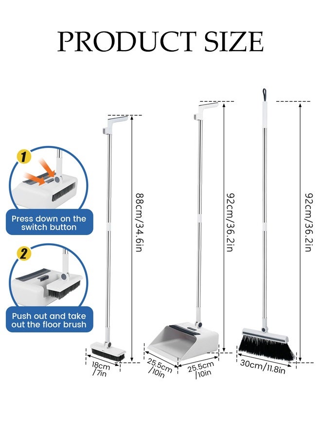 Broom with Dustpan Combo Set,3 in 1 Long Handle Brooms for Sweeping Indoor and Outdoor,180° Rotating Head,Cleaning Tools for Home Bathroom Kitchen Office - Image 2