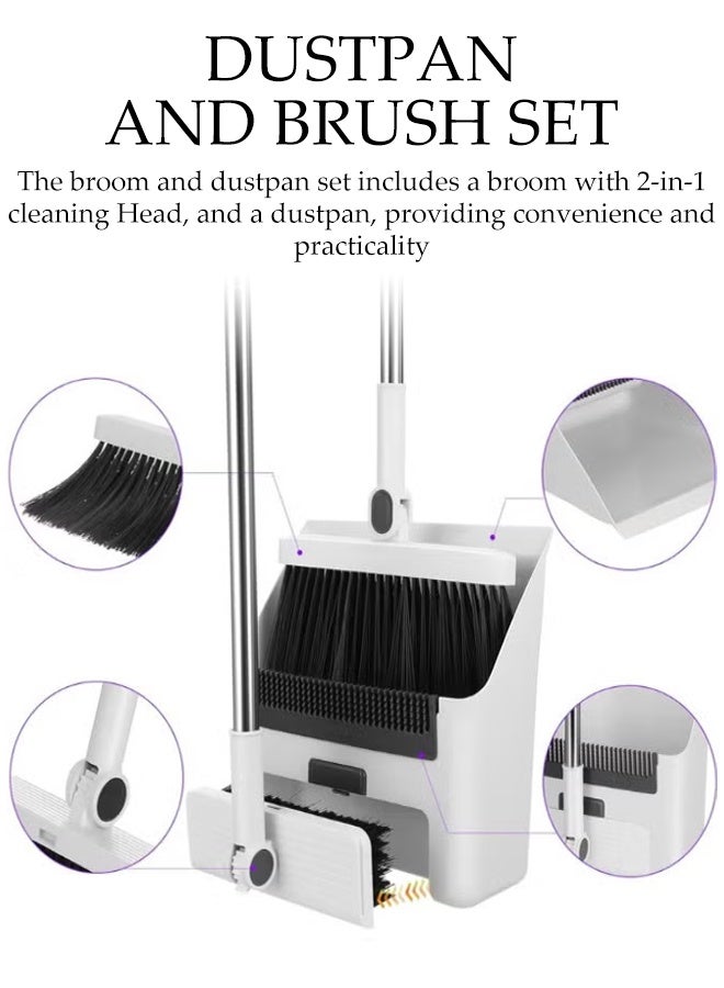 Broom with Dustpan Combo Set,3 in 1 Long Handle Brooms for Sweeping Indoor and Outdoor,180° Rotating Head,Cleaning Tools for Home Bathroom Kitchen Office - Image 3