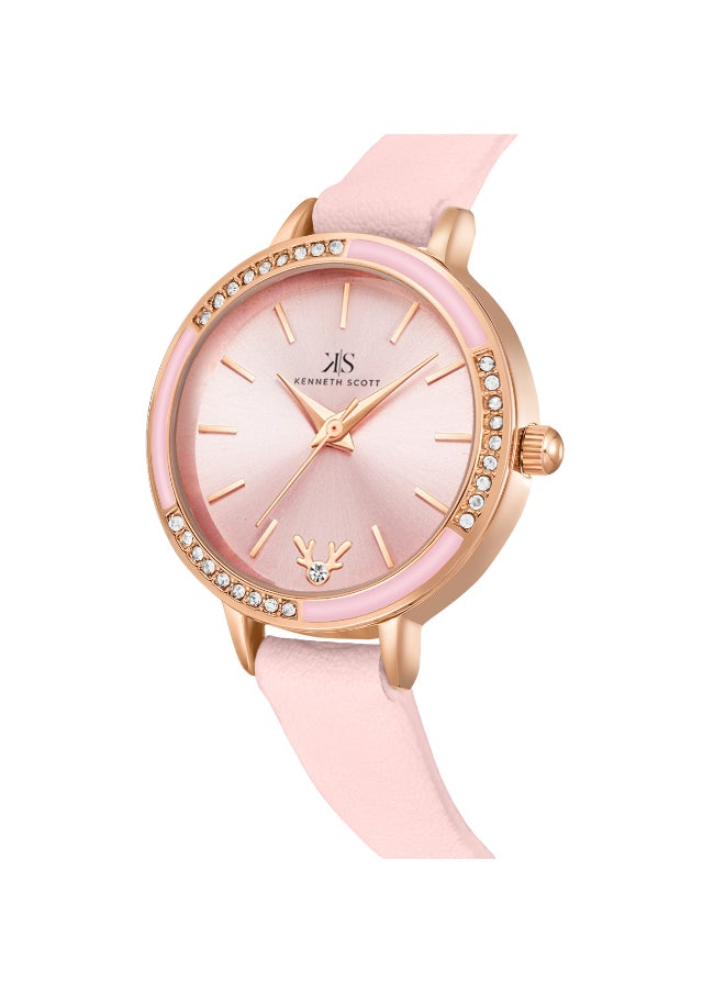 KENNETH SCOTT Women's Polyurethane Analog Watch K23511-RLPP - 28 mm  - Image 3