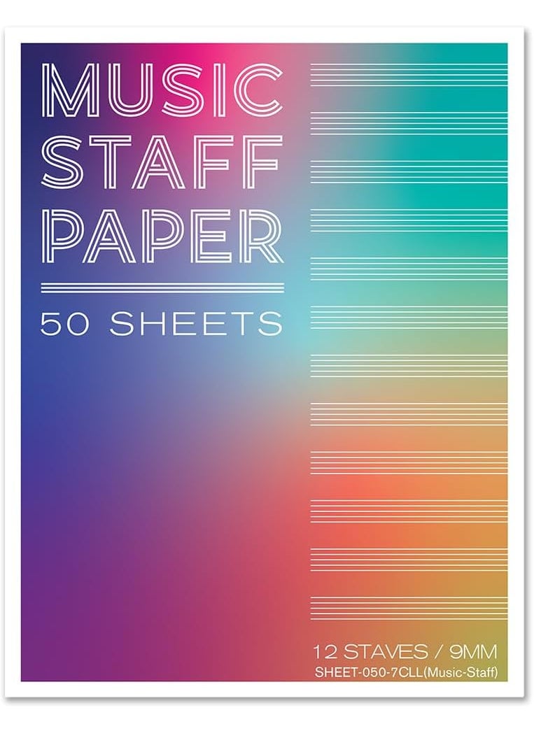BookFactory BookFactory Music Staff Loose Leaf SheetsComposition Manuscript PaperBlank Sheet Music Loose Leaf Sheet  50 Pages 85 x 11 SHEET0507CLLMusicStaff  - Image 1