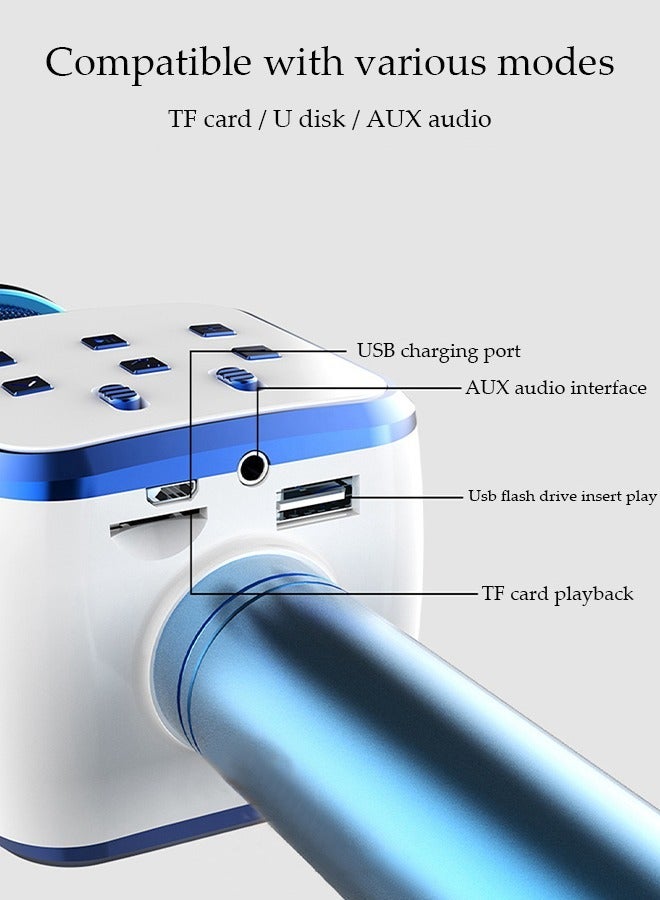 DUNISO Karaoke Microphone, Wireless Bluetooth Microphone, Magic Sound Effects, Portable Handheld Devices, Compatible With All Smartphones, Children's And Adult Gift Toys, Blue Microphone - Image 4