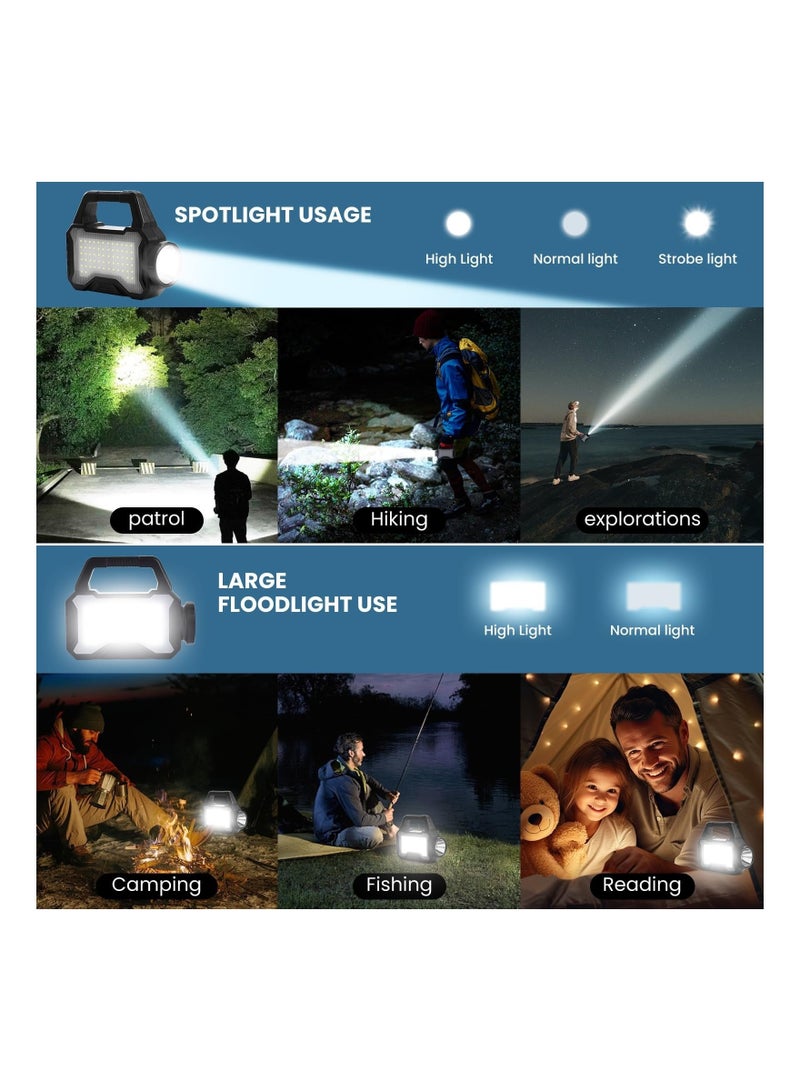Captaintech Camping Solar Flashlights Lantern, Multifunctional LED Camping Lights with Flashlight and Lantern Mode, USB Charging, Ideal for Power Outages, Spotlight, Searchlight, Outdoor, Hiking, Emergency - Image 2