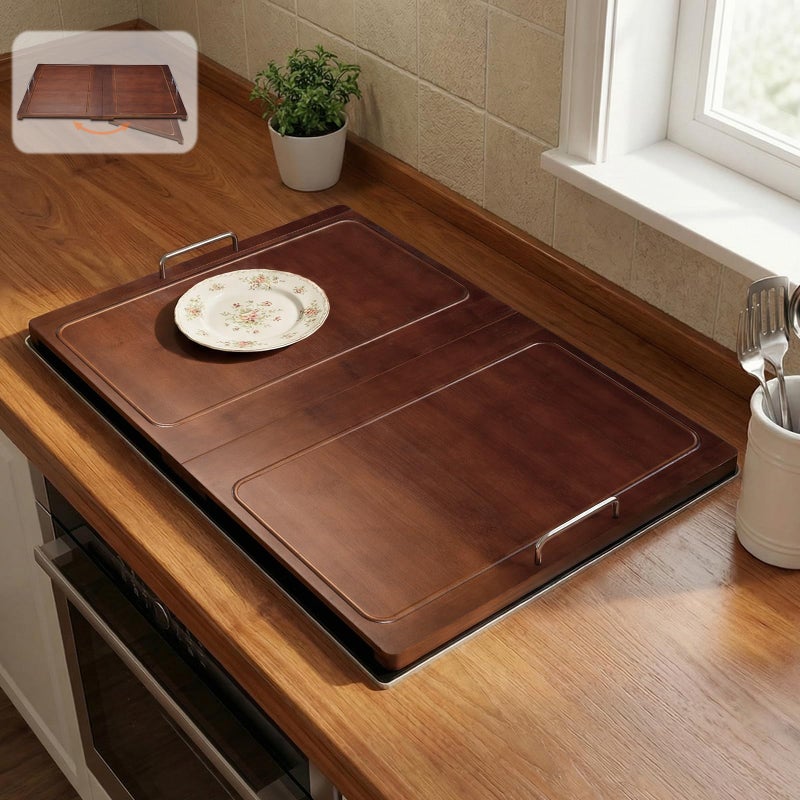 UTCG Noodle Board Stove Cover: 29.5Ã—22 inch Bamboo Foldable Multiple Stove Top Cover with Handles for Gas & Electric Stoves - As Kitchen Sink Cover ï¼† Decorative Tray for Prep Space - Image 1