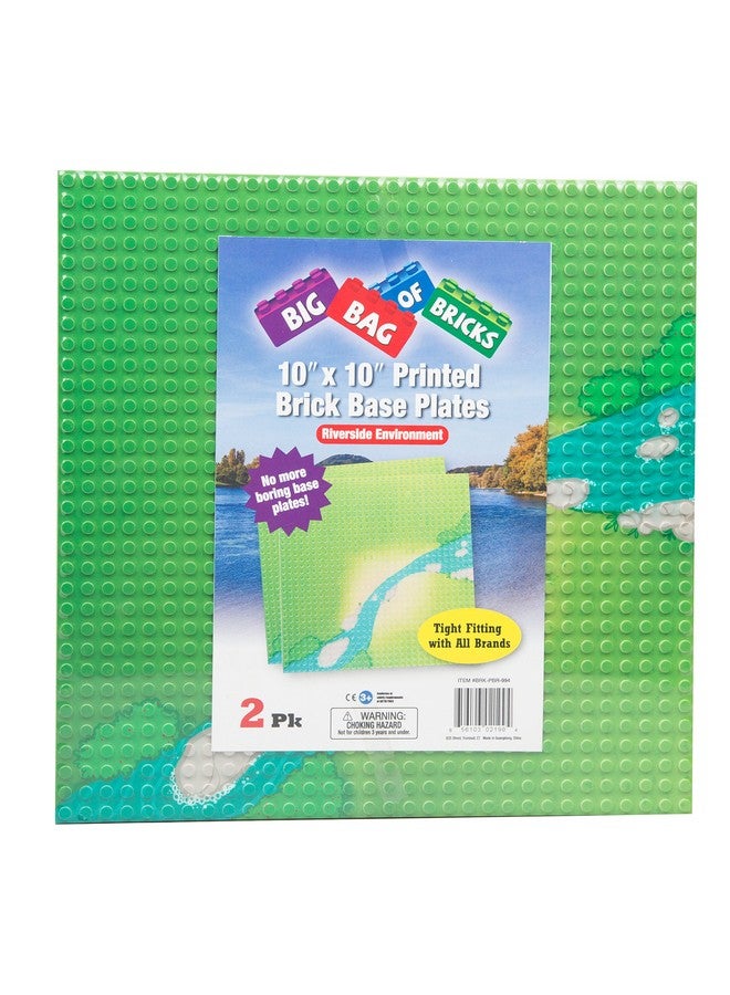 أس سي أس دايركت ألواح قاعدة من مكعبات البناء المباشرة من SCS بنمط حقل عشبي ونهر - كبيرة 10 × 10 بوصة مزدوجة الجوانب (عبوة من قطعتين) لطاولات الأنشطة، متوافقة وملائمة تمامًا مع جميع العلامات التجارية الرئيسية، هدية عيد الميلاد - Image 3