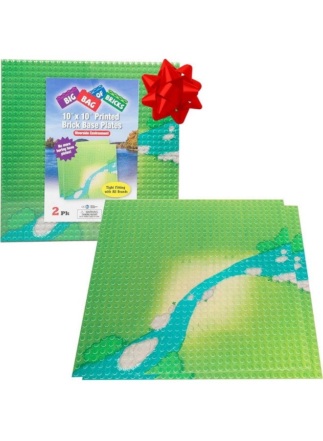 أس سي أس دايركت ألواح قاعدة من مكعبات البناء المباشرة من SCS بنمط حقل عشبي ونهر - كبيرة 10 × 10 بوصة مزدوجة الجوانب (عبوة من قطعتين) لطاولات الأنشطة، متوافقة وملائمة تمامًا مع جميع العلامات التجارية الرئيسية، هدية عيد الميلاد - Image 4