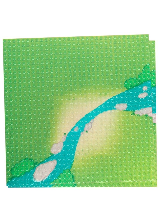 أس سي أس دايركت ألواح قاعدة من مكعبات البناء المباشرة من SCS بنمط حقل عشبي ونهر - كبيرة 10 × 10 بوصة مزدوجة الجوانب (عبوة من قطعتين) لطاولات الأنشطة، متوافقة وملائمة تمامًا مع جميع العلامات التجارية الرئيسية، هدية عيد الميلاد - Image 2