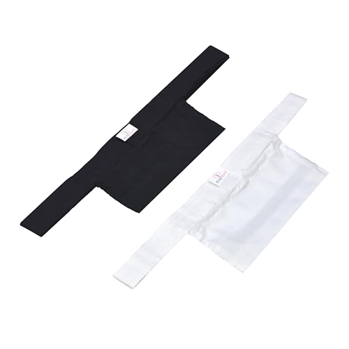 TUNI MANI Men's Cotton Apparel/Dhoti Belt with Welcro Sticker with Pocket/Pouch, 1.4meter x 1.5inches (Pack of 2) (black & white) - Image 1