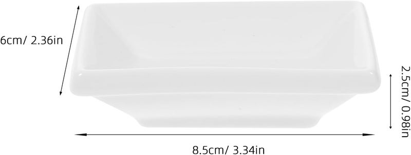 Cabilock 6Pcs Soy Sauce Dish  Ceramic Dipping Sauce Bowls 3 Inch Rectangle Mini Appetizer Plates White Pinch Bowls for Ketchup Vinegar BBQ Sushi Dumpling - Image 2