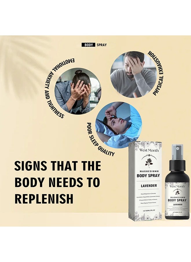 West&Month Magnesium Body Spray ， Pure Magnesium Oil Spray for Relieve Muscle Tension and Fatigue（60ML）  - Image 4