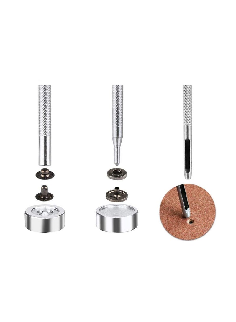Snap Fasteners Kit with 4 Setter Tools For 15mm and 17mm snap buttons for Clothes, Jackets, Jeans Wears, Bracelets, Bags  - Image 1