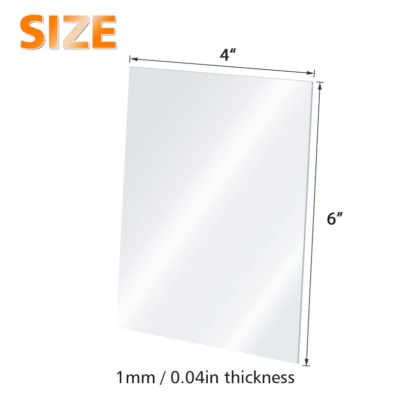 Egofine Plexiglass Sheets Acrylic Sheets 12 Pack of 4x6â€™â€™ 0.04 Thick Clear Plastic Cast Transparent Plexi Glass for Crafting Projects, Replacement Picture Frame Glass, DIY Display, Easy to Cut - Image 2