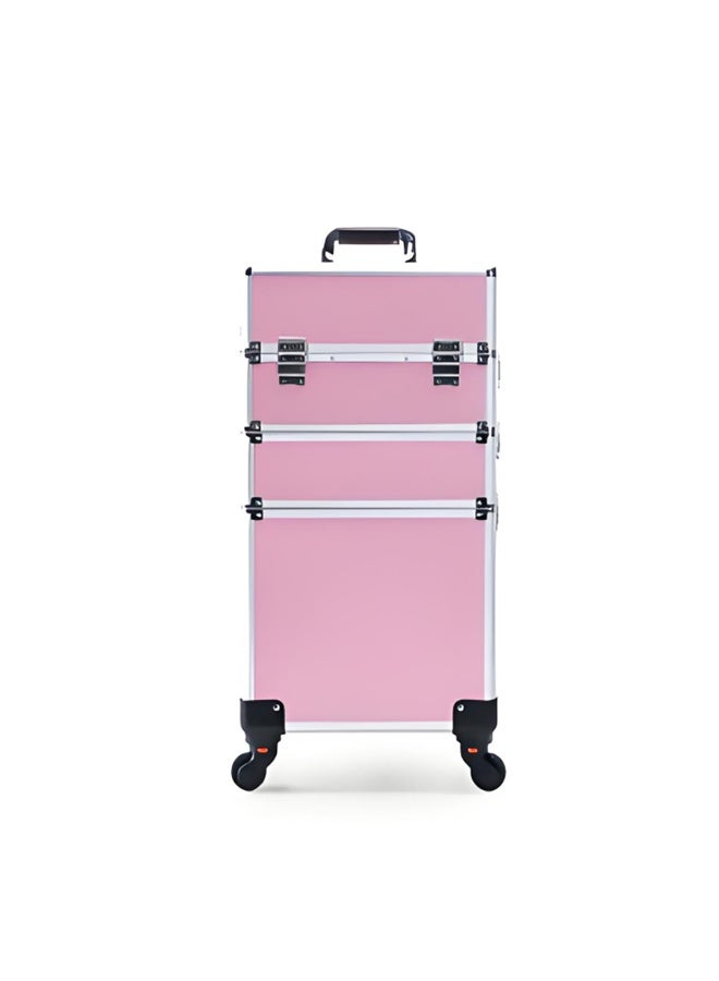 3-Tier Professional Makeup Box, Makeup Artist's Makeup Case, Rollers, Handles And Pull Rods, Large-Capacity Portable Cosmetic Train Case, Travel And Outdoor Cosmetic Case - Image 1