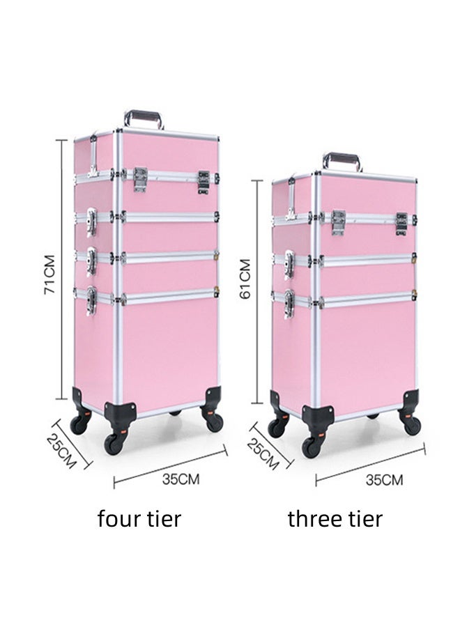 3-Tier Professional Makeup Box, Makeup Artist's Makeup Case, Rollers, Handles And Pull Rods, Large-Capacity Portable Cosmetic Train Case, Travel And Outdoor Cosmetic Case - Image 2
