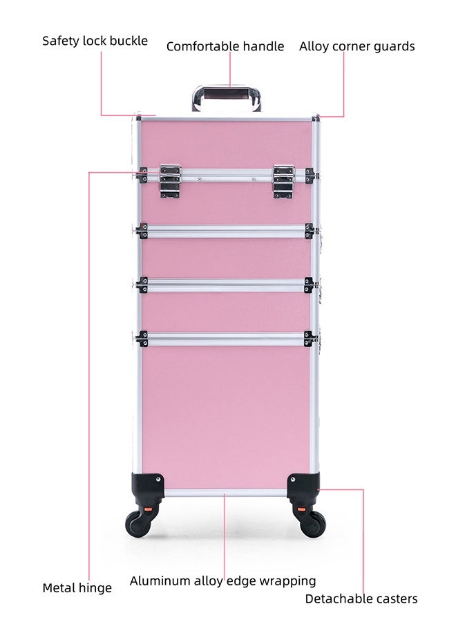 3-Tier Professional Makeup Box, Makeup Artist's Makeup Case, Rollers, Handles And Pull Rods, Large-Capacity Portable Cosmetic Train Case, Travel And Outdoor Cosmetic Case - Image 3
