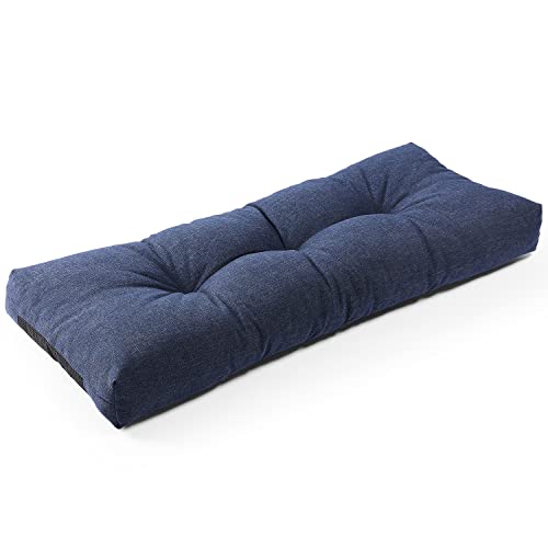 SUNROX LokGrip Non Slip Tufted Memory Foam Bench Cushion FadeShield Water Resistant Durable Thicken OutdoorIndoor Bench Seat Pads 42x16x4 inch Heather Indigo