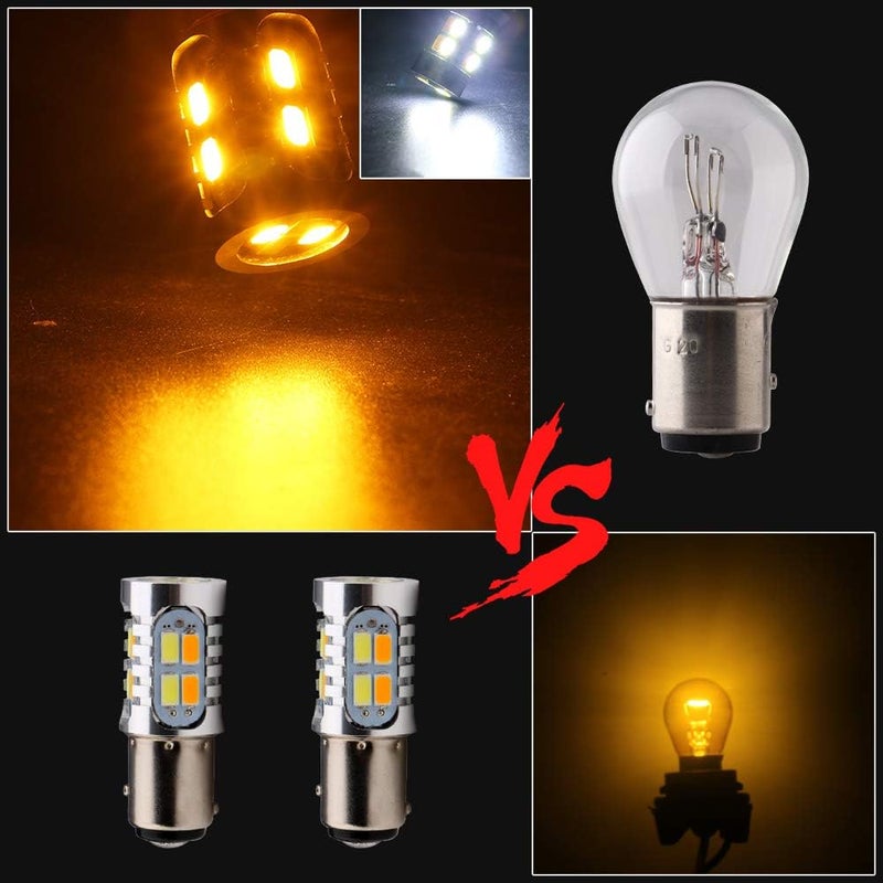 Grandview 2pcs Super Bright 400LM 1157 BAY15D Amber/White Switchback Turn Signal LED Light Bulbs 5730 20SMD 12V LED Replacement Light 7528 1196 1016 1034 6500K-8000K - Image 3