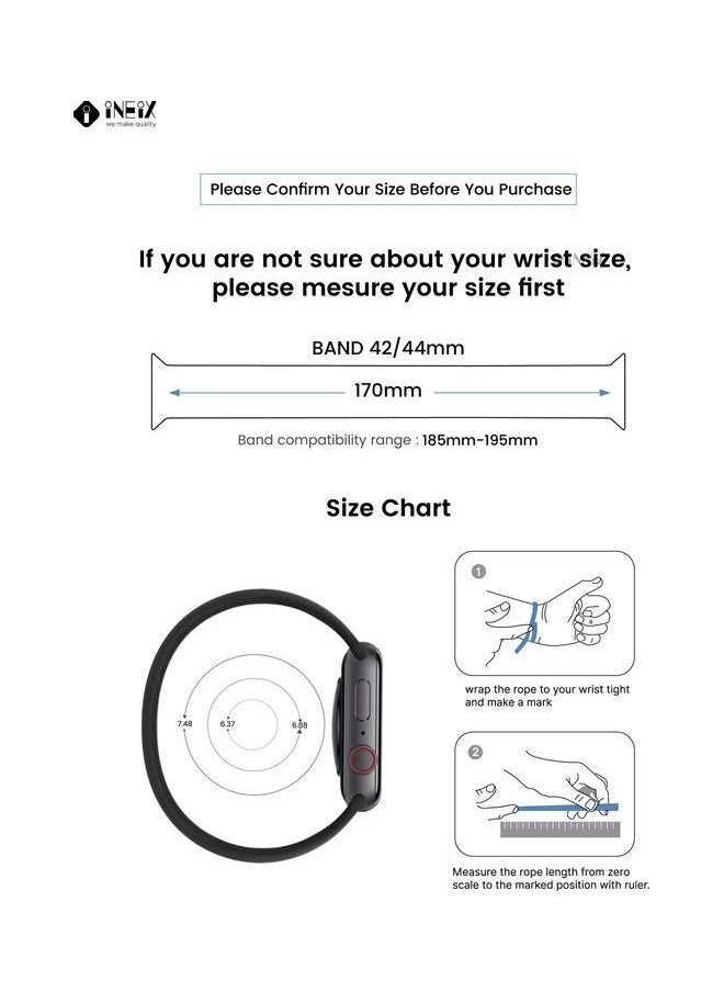 INEIX - Replacement Strap Band for Apple Watch 42/44 mm Black Length 170mm - Image 1