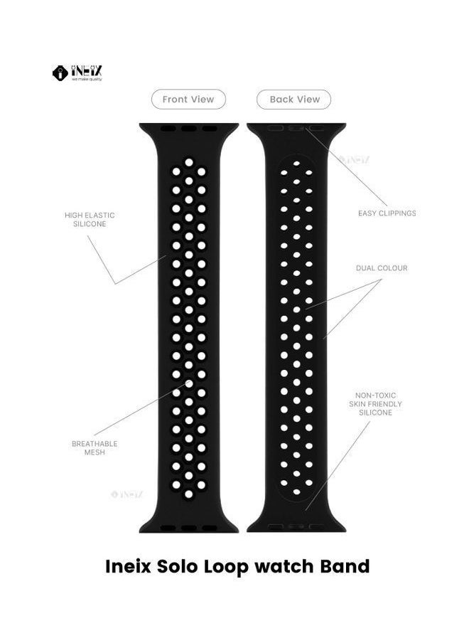 INEIX - Replacement Strap Band for Apple Watch 42/44 mm Black Length 170mm - Image 1