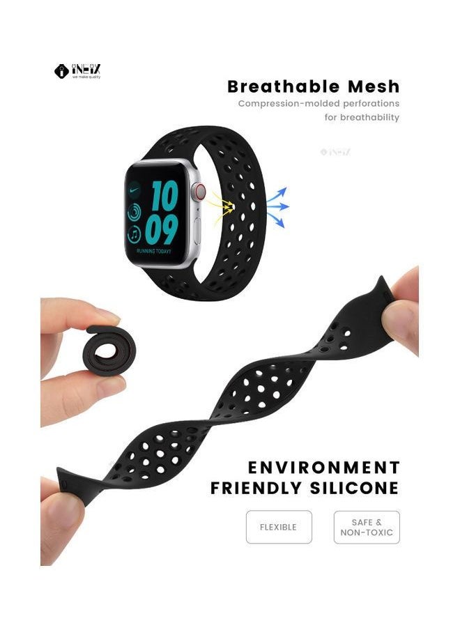 INEIX - Replacement Strap Band for Apple Watch 42/44 mm Black Length 170mm - Image 1