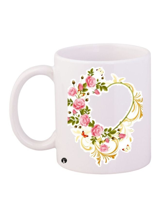 RYN Printed Coffee Mug White/Pink/Green 11ounce