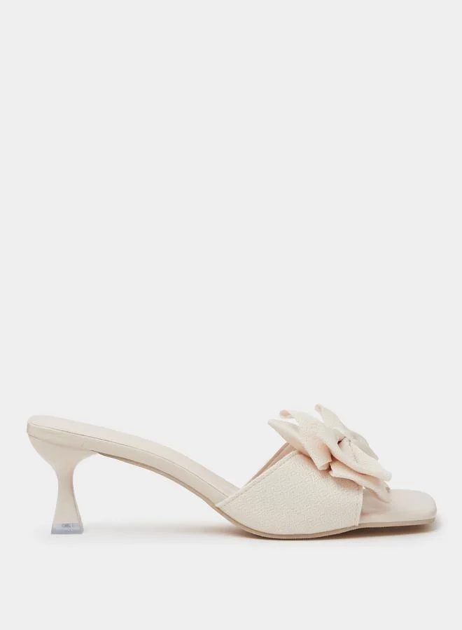 Beige Square Toe Stiletto Heels