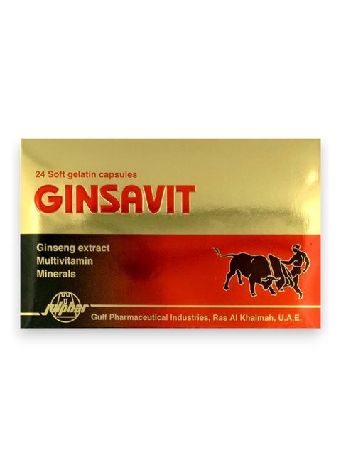 Ginsavit, Ginseng Extract Multivitamin Minerals, 24 Soft Gelatine Capsules